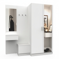 Набор мебели для прихожей "Марсель-163" МР 01-163 В2160 Ш2000 Г580 (ЛДСП Белый премиум) Набор мебели для прихожей "Марсель-163" МР 01-163 В2160 Ш2000 Г580 (ЛДСП Белый премиум)